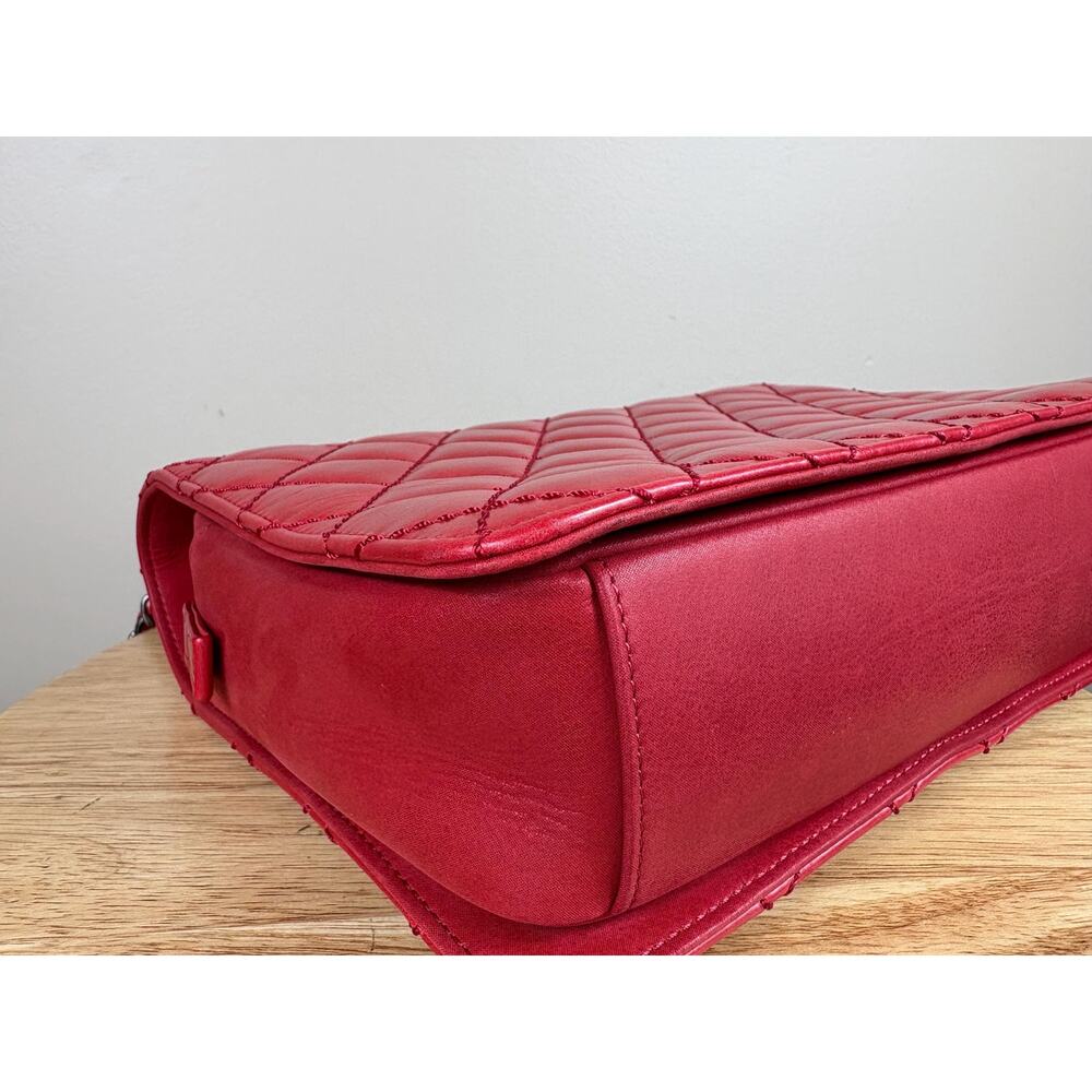 Authentic Chanel Matelasse Red Calfskin Leather Cocomark Shoulder Bag w/ COA - Picture 7 of 16